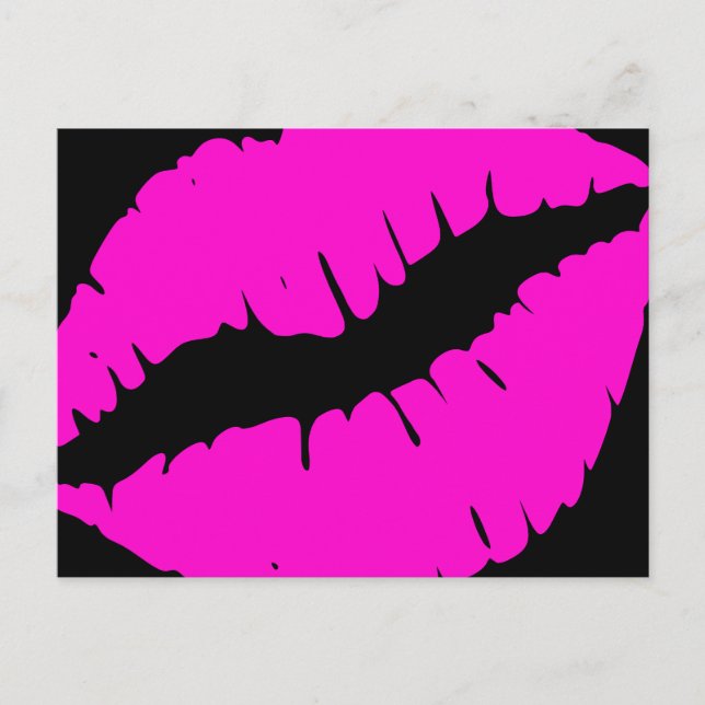 Postal Labial Negro y Rosa Neon Caligrafía Gracias (Anverso)