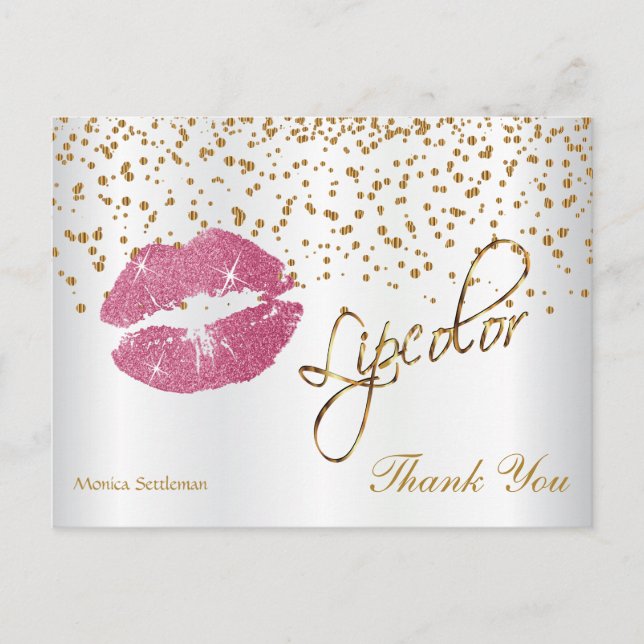 Postal Labial Pretty Pink Lips - Gracias (Anverso)