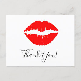 Postal Labial rojo brillante Besos Gracias