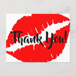 Postal Labial Rojo Brillante Gran Beso Gracias