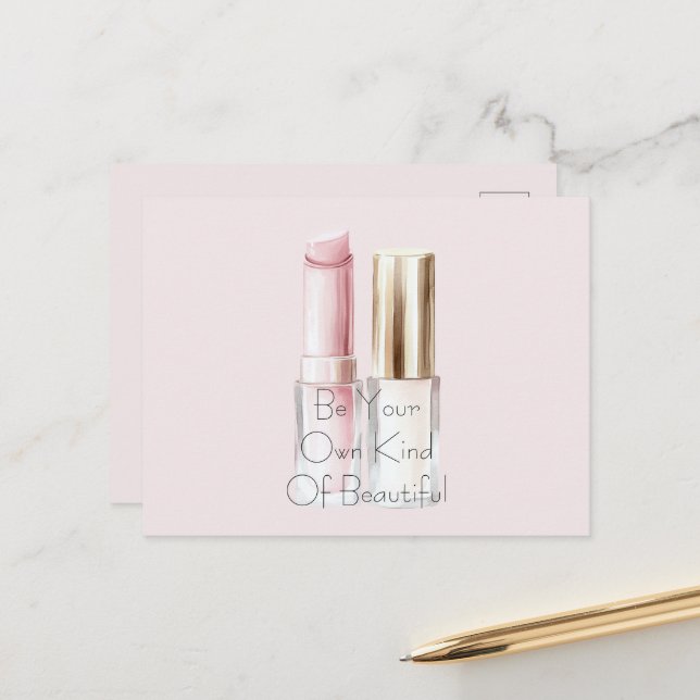 Postal Labial Rosa Blanco Esmalte de Uñas Marfil (Anverso/Reverso In Situ)