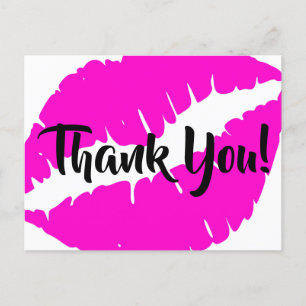 Postal Labial Rosa Neon Gran Beso Gracias