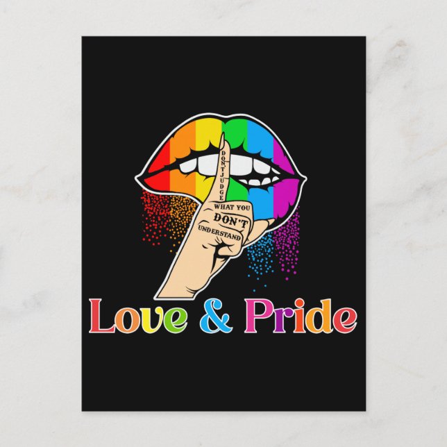 Postal Labios Arcoíris Lgbt , Amor y Orgullo Lgbt (Anverso)