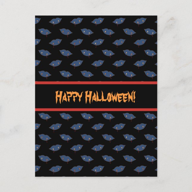 Postal Labios azules, dientes de vampiro de estilo cobre  (Anverso)