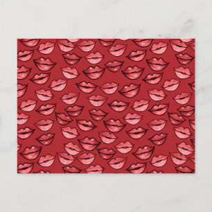 Postal Labios besucones Labial Rojo Besos