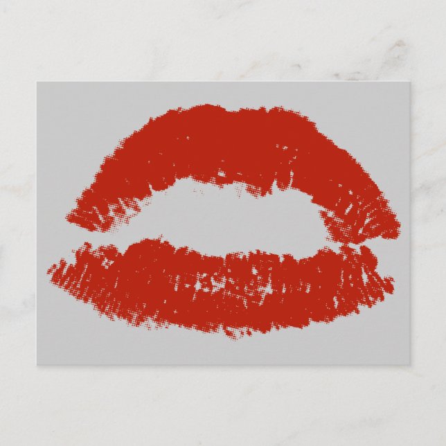 Postal Labios de arte pop rojo (Anverso)