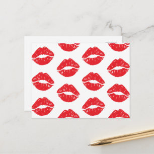 Postal Labios Rojos, Labios Rojos, Beso, Patrón De Labios