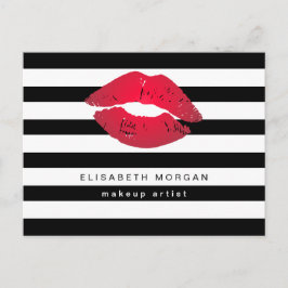Postal Labios rojos Rayas blancas negras Artista moderno 