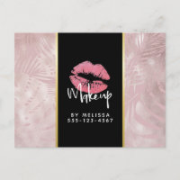 Labios rosados y hojas tropicales de oro rosa Nego