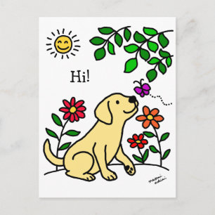 Postal Labrador amarillo y verde
