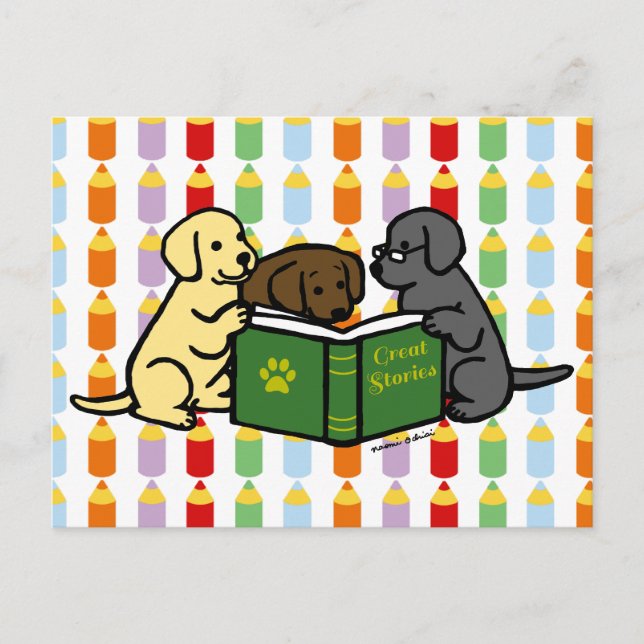 Postal Labrador cachorra a Personalizado lectora (Anverso)