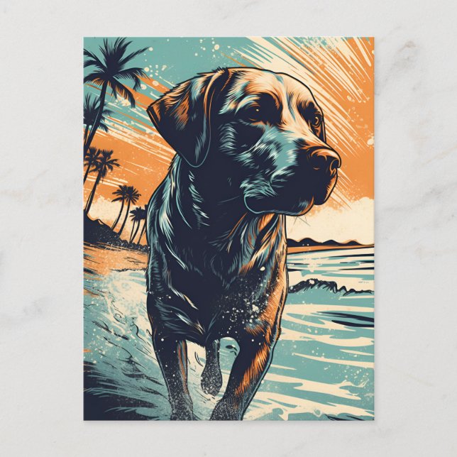 Postal Labrador en la playa (Anverso)