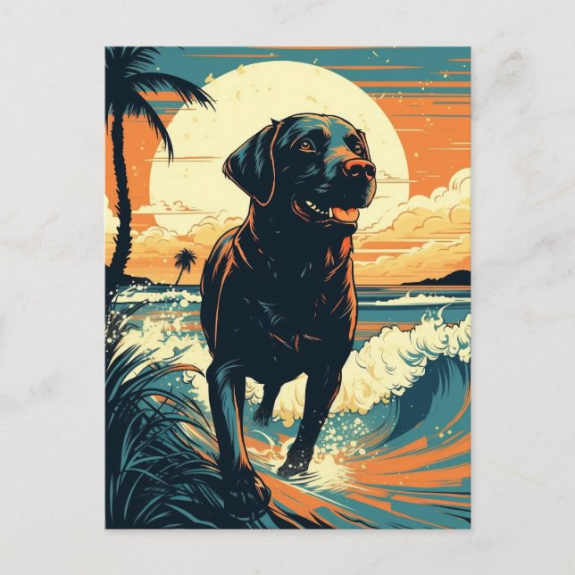 Postal Labrador en la playa (Anverso)