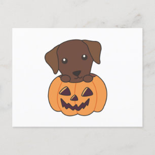 Postal Labrador en perros de calabaza cute feliz Hallowee