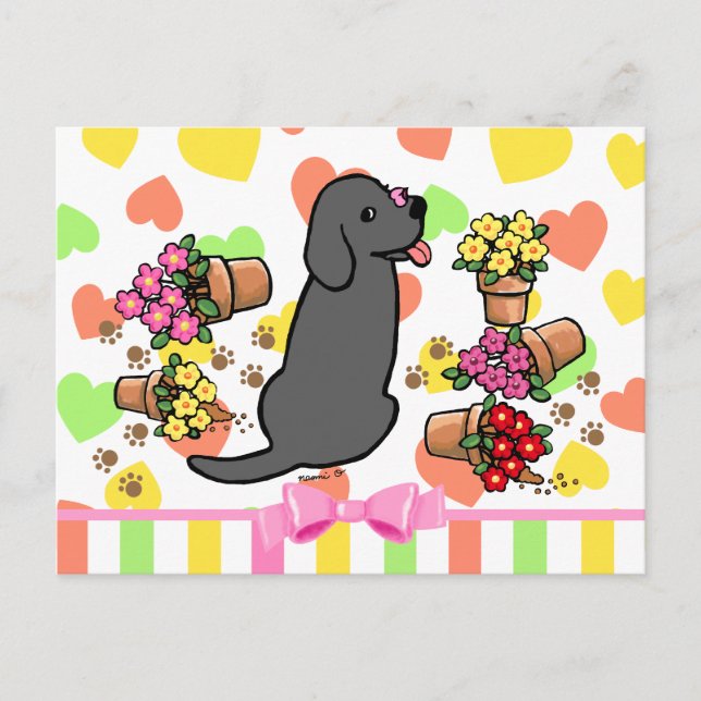 Postal Labrador negro travieso (Anverso)