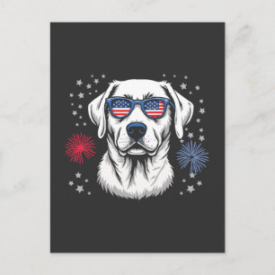Postal Labrador patriótico con gafas de sol USA