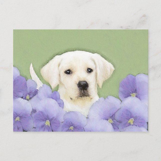 Postal Labrador Recuperador Pintura de Cachorro Original  (Anverso)