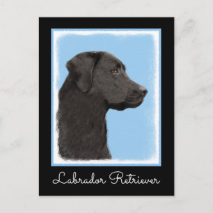 Postal Labrador recuperador pintura negra original de per