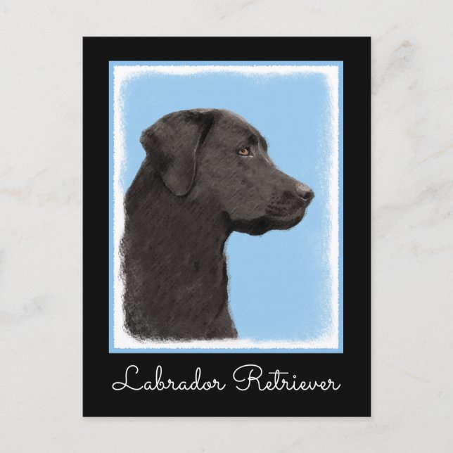 Postal Labrador recuperador pintura negra original de per (Anverso)