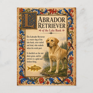 Postal Labrador Retriever, Arte de Bestiario Medieval