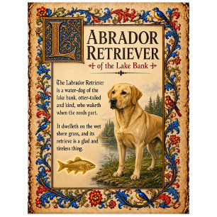 Postal Labrador Retriever, Arte de Bestiario Medieval