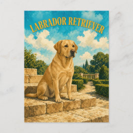 Postal Labrador Retriever, Arte de Perro Acuarela Vintage