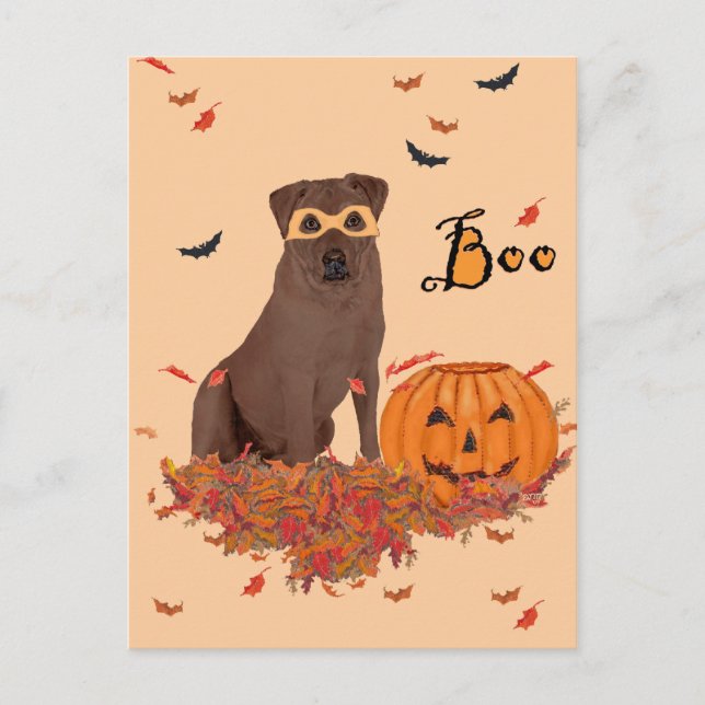 Postal Labrador Retriever marrón de Halloween (Anverso)