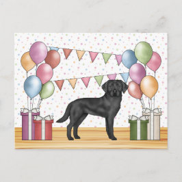 Postal Labrador Retriever Negro Cumpleaños Colorido