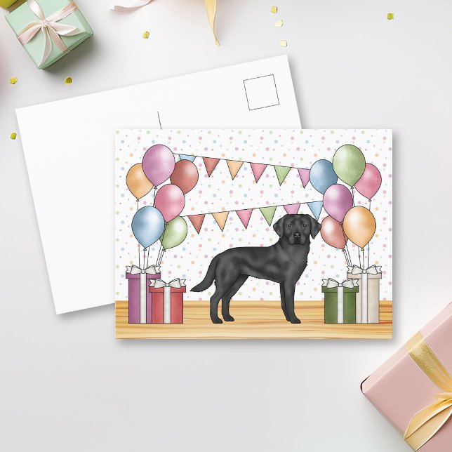 Postal Labrador Retriever Negro Cumpleaños Colorido (Subido por el creador)