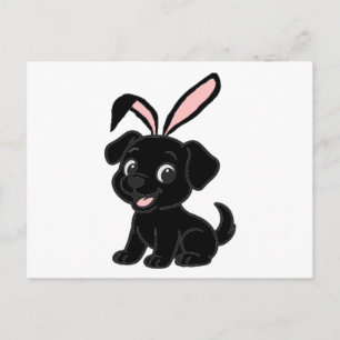 Postal Labrador Retriever Negro Pascua Sentado Dibujos An