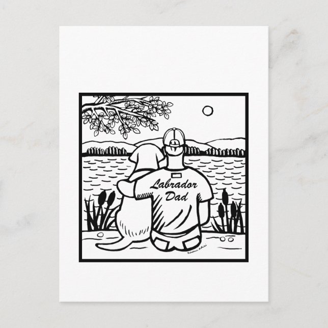 Postal Labrador y papá (Anverso)