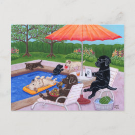Postal Labradores Fiestas de piscina 2 Pintura
