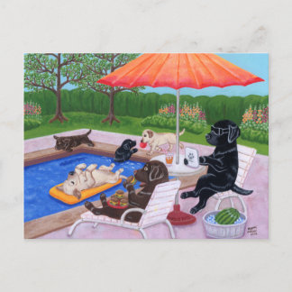 Postal Labradores Fiestas de piscina 2 Pintura
