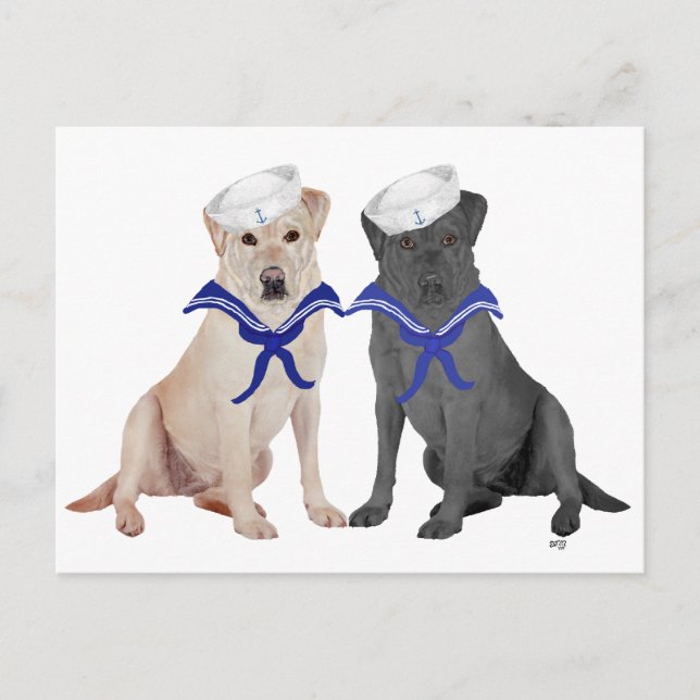 Postal Labradores Retriever amarillos y negros (Anverso)