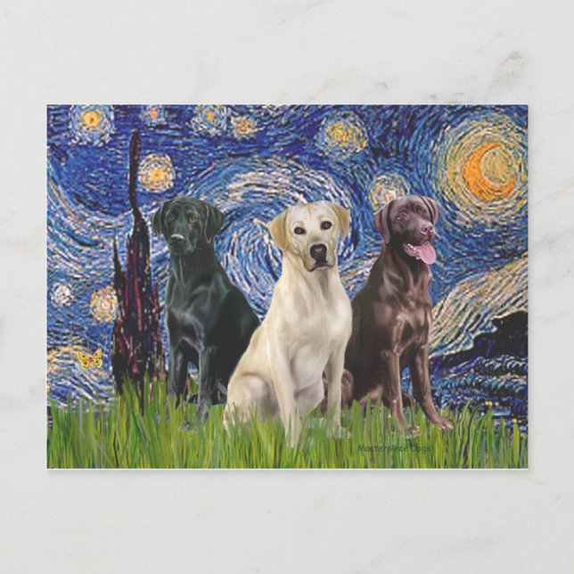 Postal Labradors (3) - Noche estrellada (Anverso)