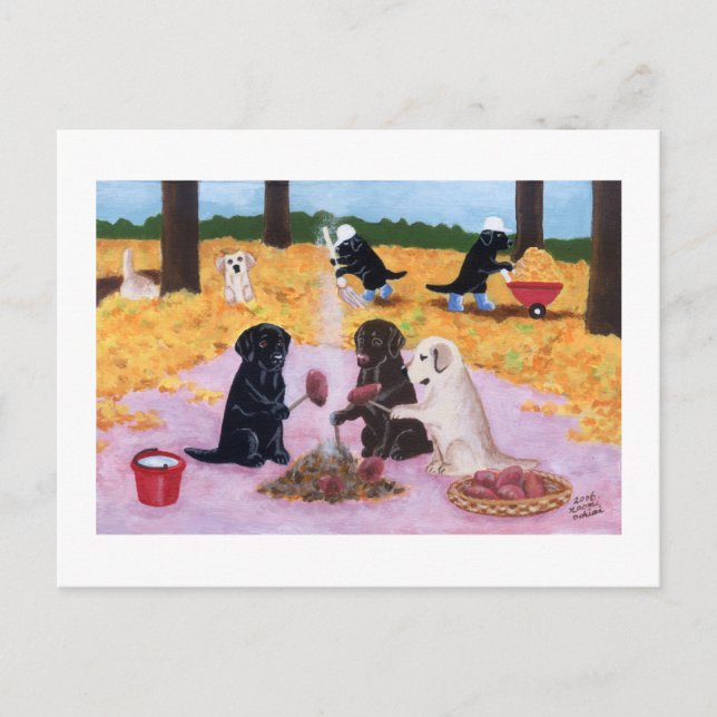 Postal Labradors Autumn Fun (Anverso)