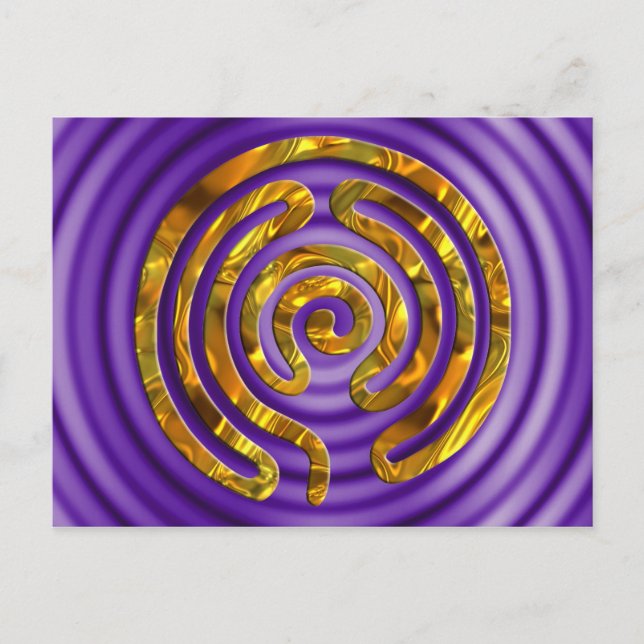 Postal Labyrinth GOLD | ondas violetas (Anverso)