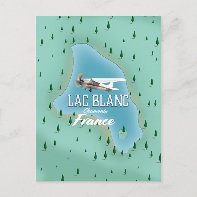 Postal Lac Blanc,Chamonix, mapa de Francia (Anverso)
