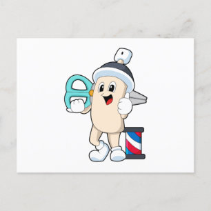 Postal Laca para el pelo como peluquera con tijeras