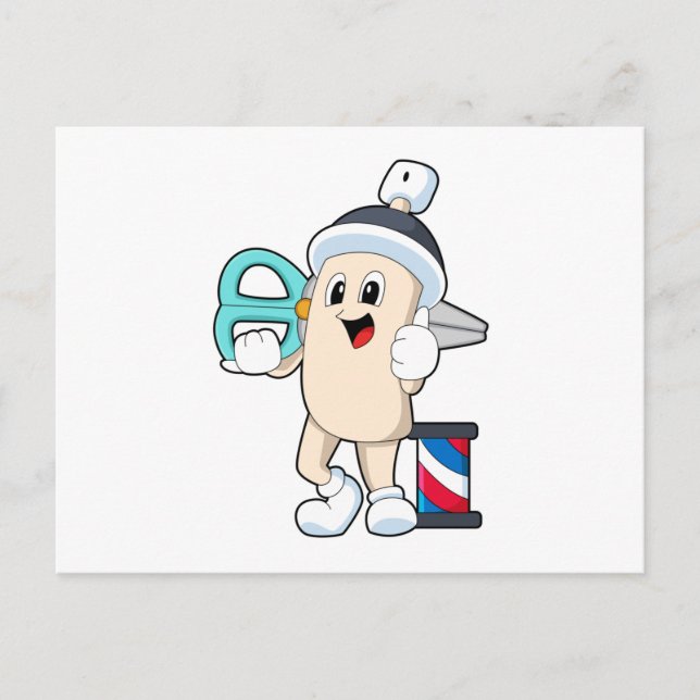 Postal Laca para el pelo como peluquera con tijeras (Anverso)