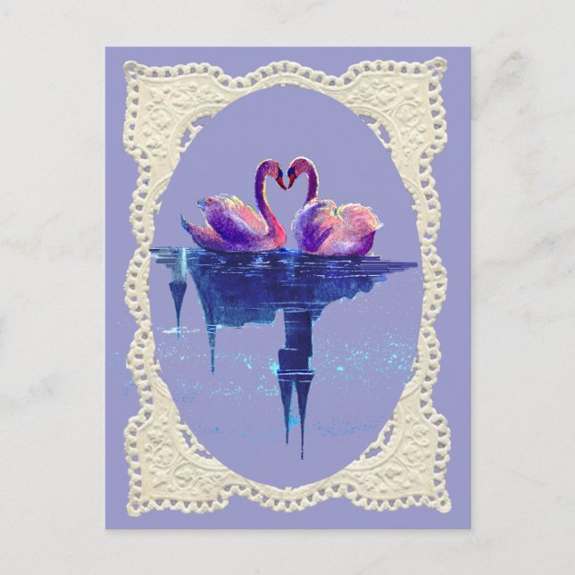 Postal LACE HEART SWAN de SHARON SHARPE (Anverso)