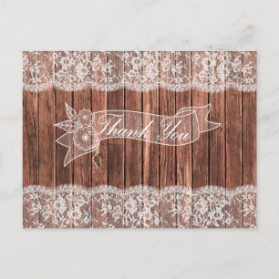 Postal Lace y Barn Wood Rustic Country Gracias