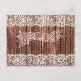 Postal Lace y Barn Wood Rustic Country Gracias