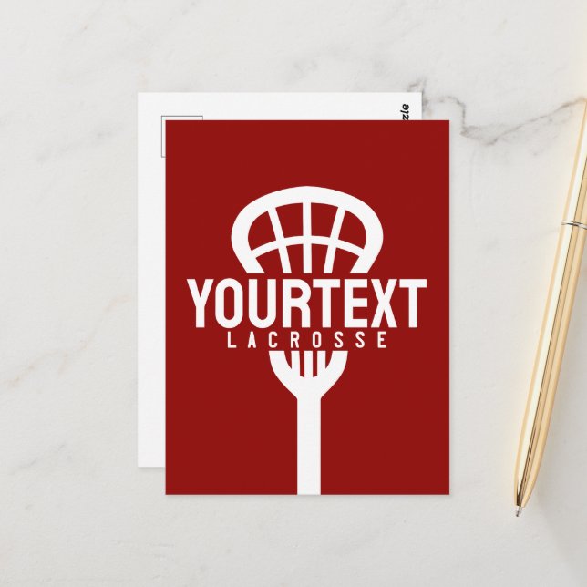 Postal Lacrosse Player PERSONALIZADO TEXT Team Mesh Sport (Anverso/Reverso In Situ)