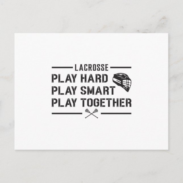 Postal Lacrosse Player Play Hard Play Smart Team Gift (Anverso)
