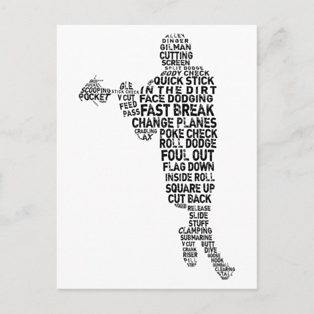 Postal Lacrosse Player Word Art (Anverso)
