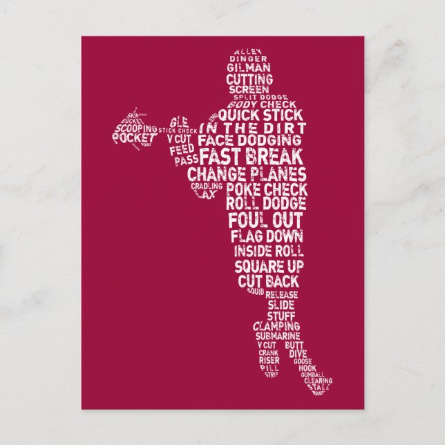 Postal Lacrosse Player Word Art (Anverso)