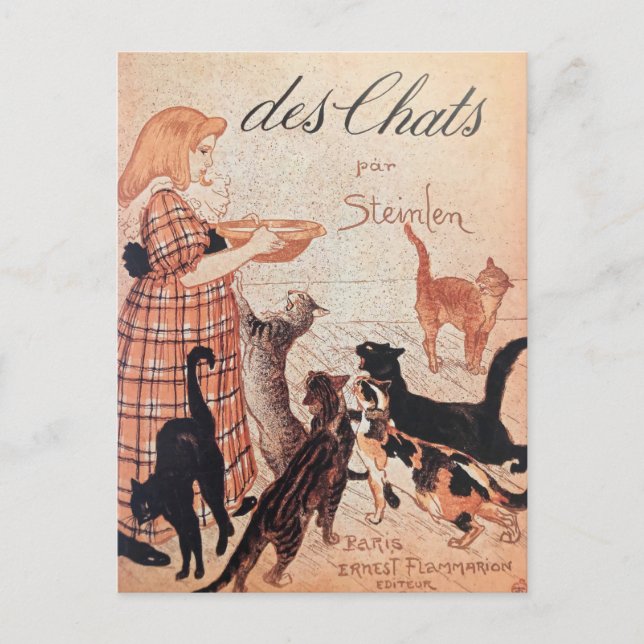 Postal Lactancia chica Gatos Poster Vintage Steinlen (Anverso)