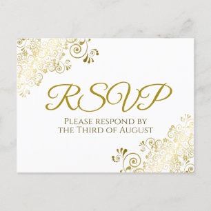 Postal Lacy Ornate Gold Filigree Elegant Wedding RSVP