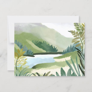 Postal Ladera exuberante   Pintura de naturaleza en acuar